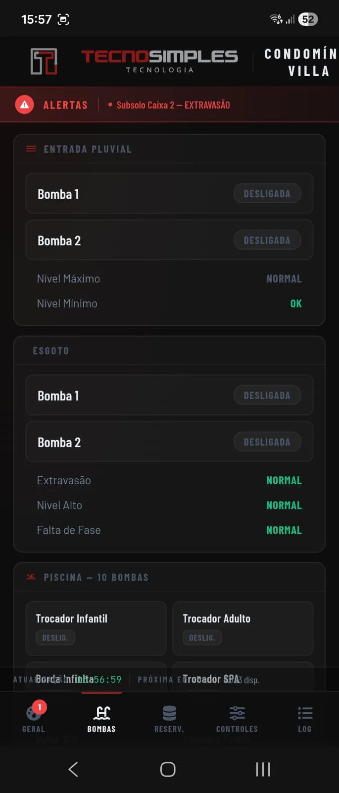 App BMS — Bombas